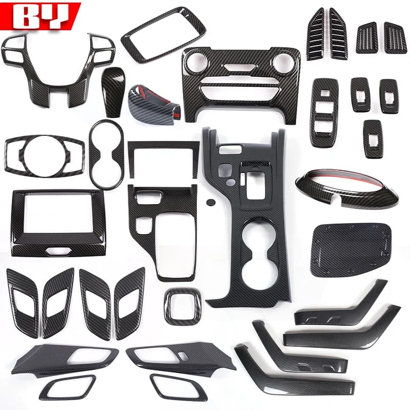 For Ford RANGER T6 T7 T8 2015-2021 ABS Carbon Fiber Color Car Interior Gear Shift Panel Door Handles Outer Frame Cover Trim