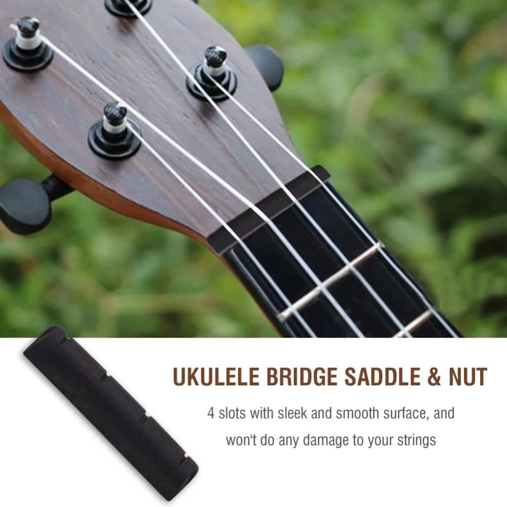 ​ Sella per Ukulele in Ebano ​ Nero ​ Sella per Chitarra ​ ​ Sella e capotasto in ebano ​ Manutenzione del ponte dell'ukulele ​ Parti di Ricambio per Ukulele a 4 Corde ​