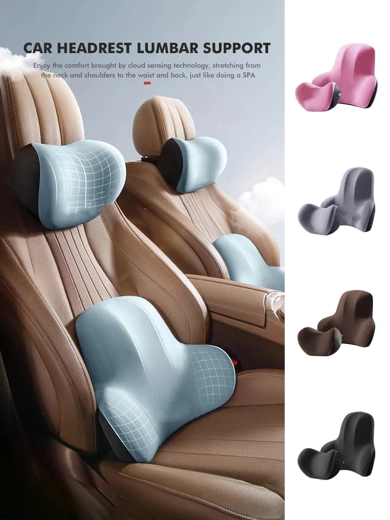 Poggiatesta per auto in memory foam, supporto lombare, cuscino per sedile auto, cuscino per il collo, accessori auto per supporto lombare per lunghe sedute