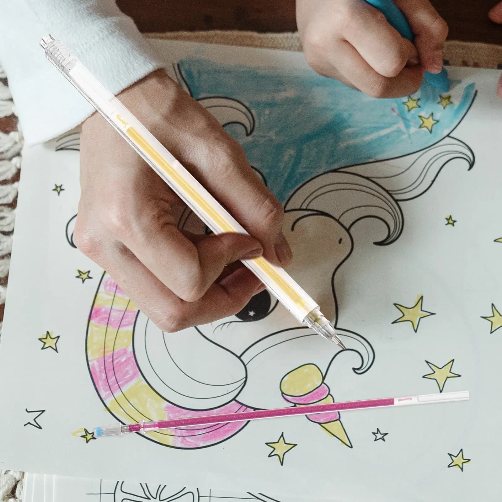 Ricariche per Penne Gel Colorate, Penne per Scrittura Colorate, Pennarelli Glitterati Fluorescenti