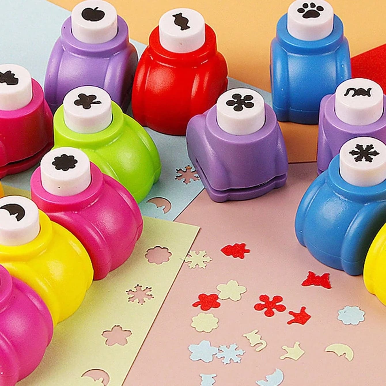 Mini Creative 6/12Pcs Random Style Embossing Punch Set - Mixed Color Embossing Tools - DIY Scrapbooking, Greeting Cards