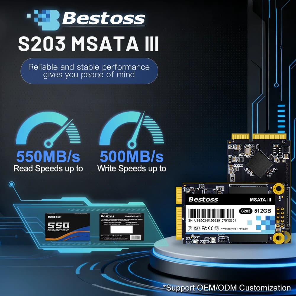 SSD mSATA Bestoss da 128GB 256GB 512GB 1TB 6Gb/s SATAIII, unità disco rigido interna SSD per laptop e desktop HP