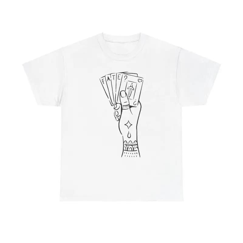 T-shirt con carte dei tarocchi magici, bella strega occulta di Halloween, arte oscura esoterica mistica