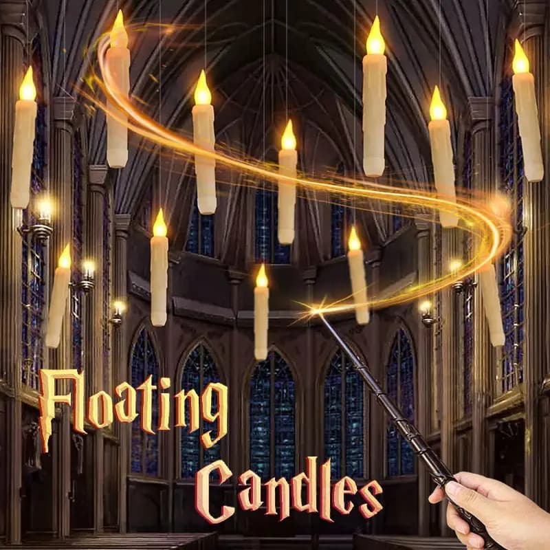 Set of Magic Fluctuating Candles with Control Box, Realistic Flameless LED Candles with Wireless Remote Control for Decorations Harry Potter