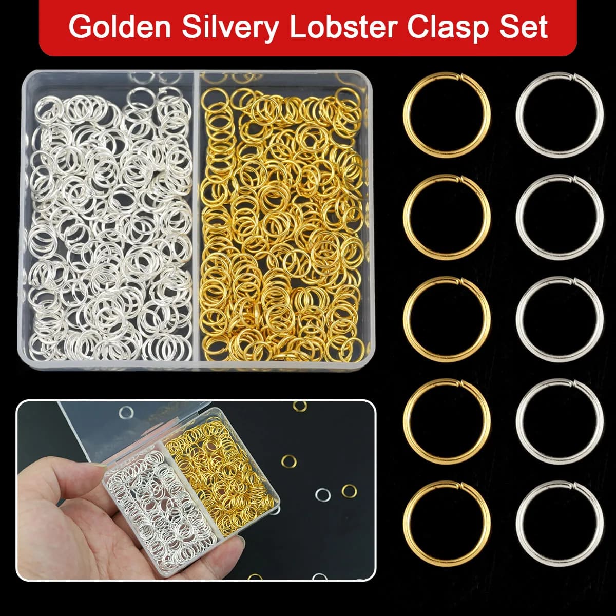 1 scatola di anelli di salto in oro/argento 4/5/6/7/8/10mm anelli chiusi in metallo anelli di salto aperti per gioielli fai da te portachiavi borsa ciondoli accessori