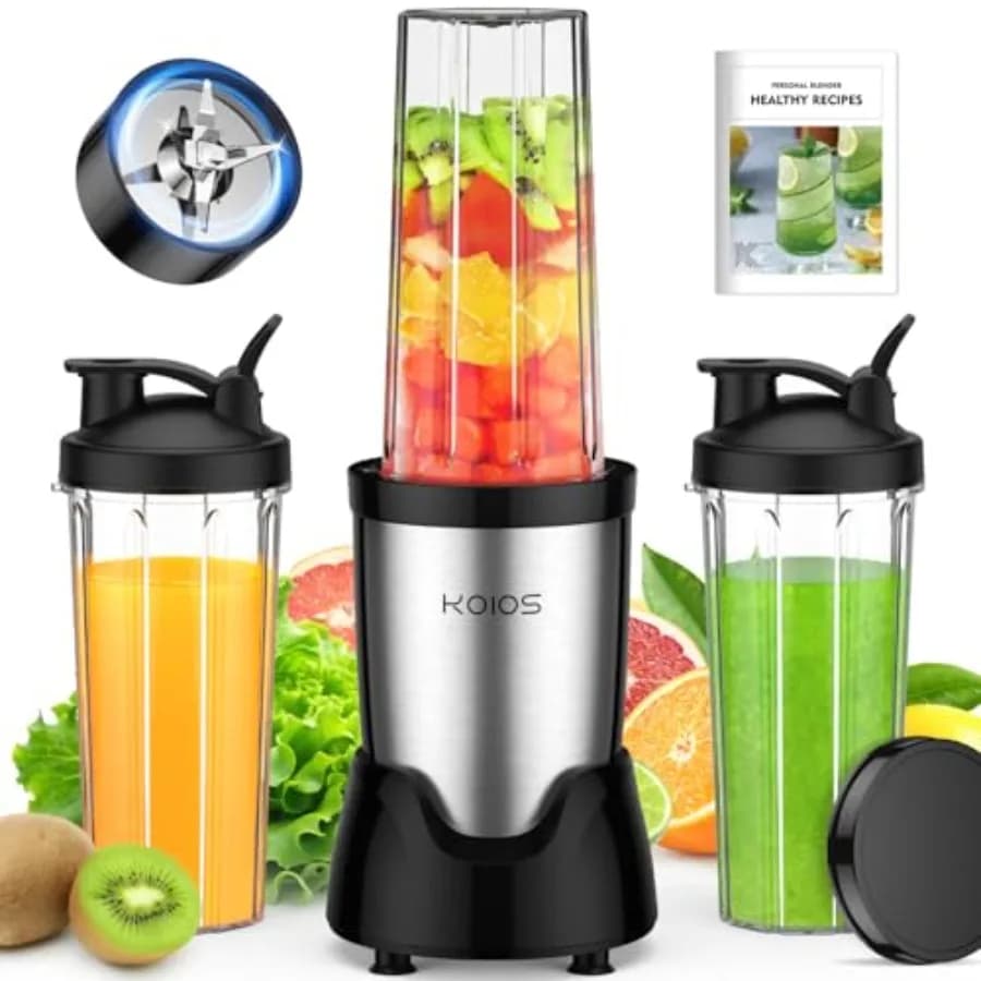 Frullatore per Smoothie, Frullatore Personale per Frullati e Smoothie con 3 Bicchieri da Asporto da 22oz, Frullatore per Smoothie da 22000 RPM, Staccabile
