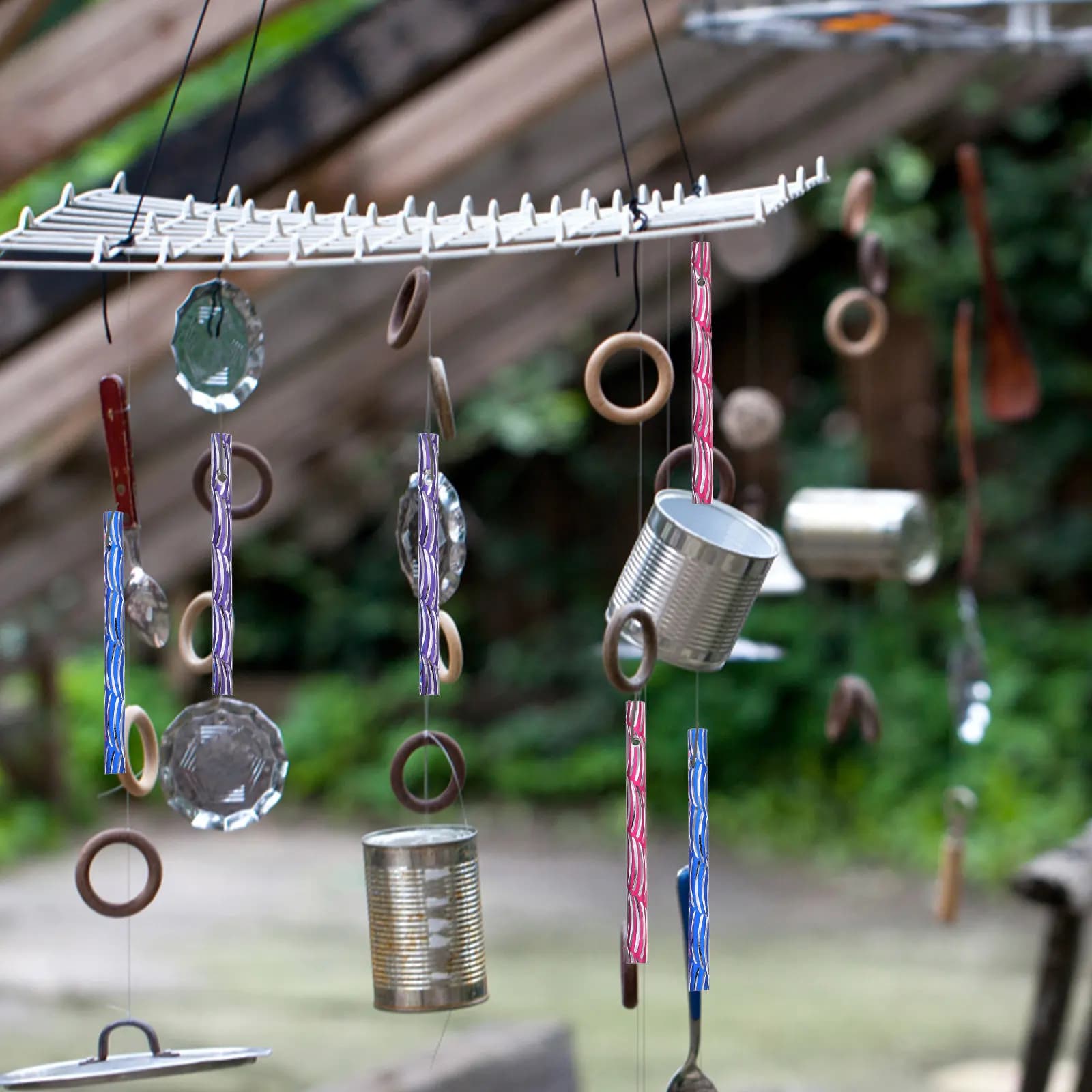 60Pcs Wind Chime DIY Tube Iron Material Hollow Tubes for Outdoor Decoration Courtyard Garden Porch Relaxing Mood Gift Idea