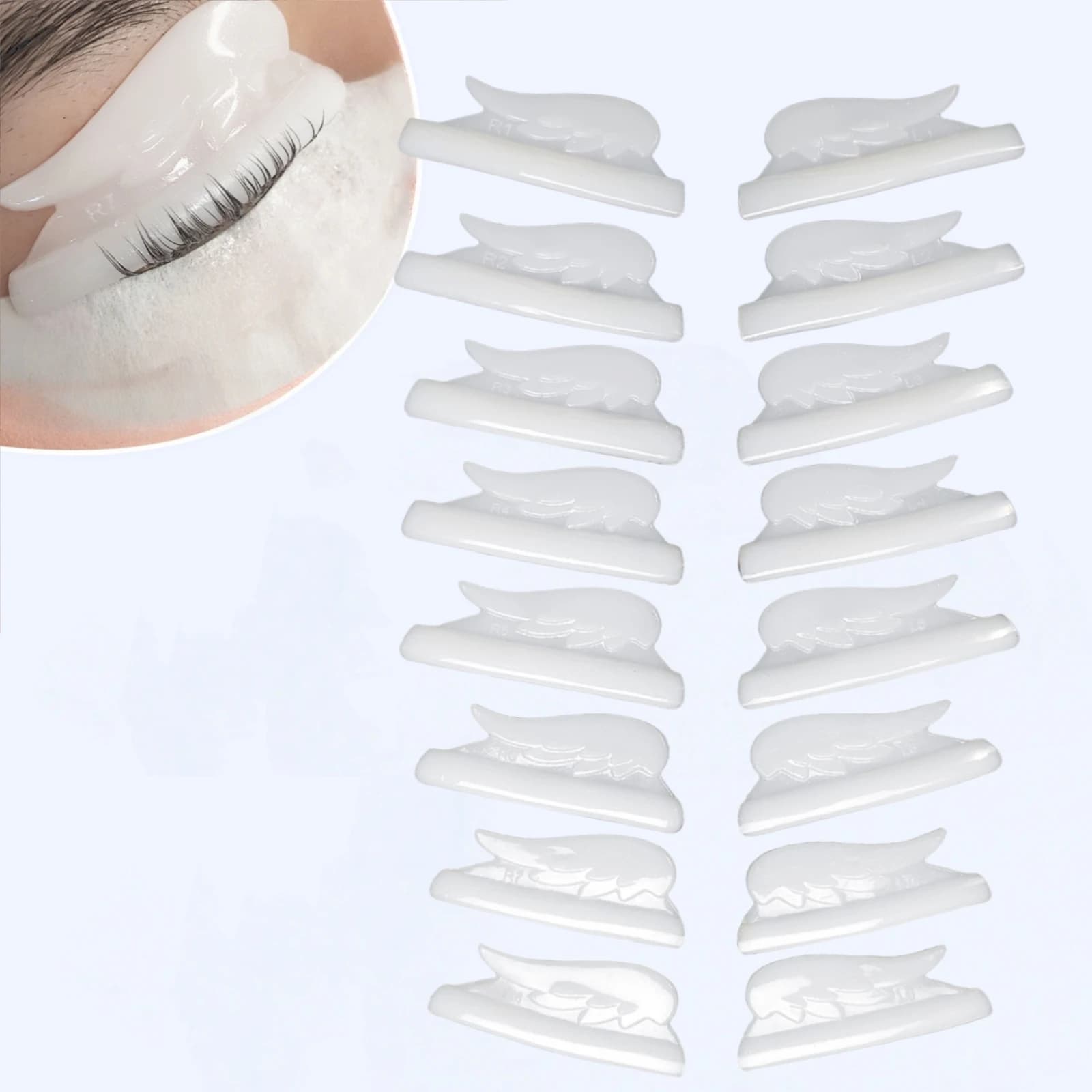 Lomansa 8 Pairs LC Curl Silicone Eyelash Perm Pads Sticky Lashes Rods Shield Lifting 3D Eyelash Curler Accessories Makeup Tools