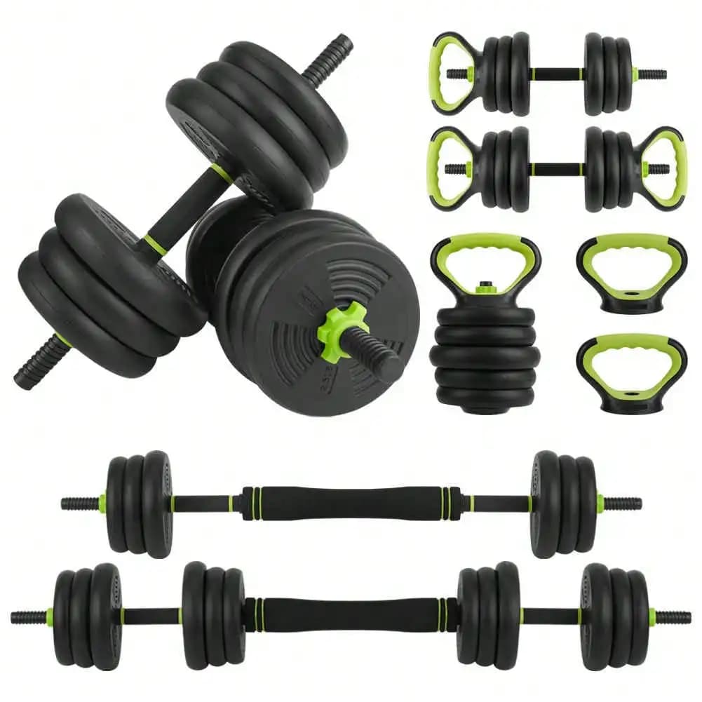 Set di manubri regolabili 4 in 1, set di pesi liberi da 44/66/88 libbre utilizzabile come manubrio, bilanciere, kettlebell e per flessioni, per il fitness a casa.