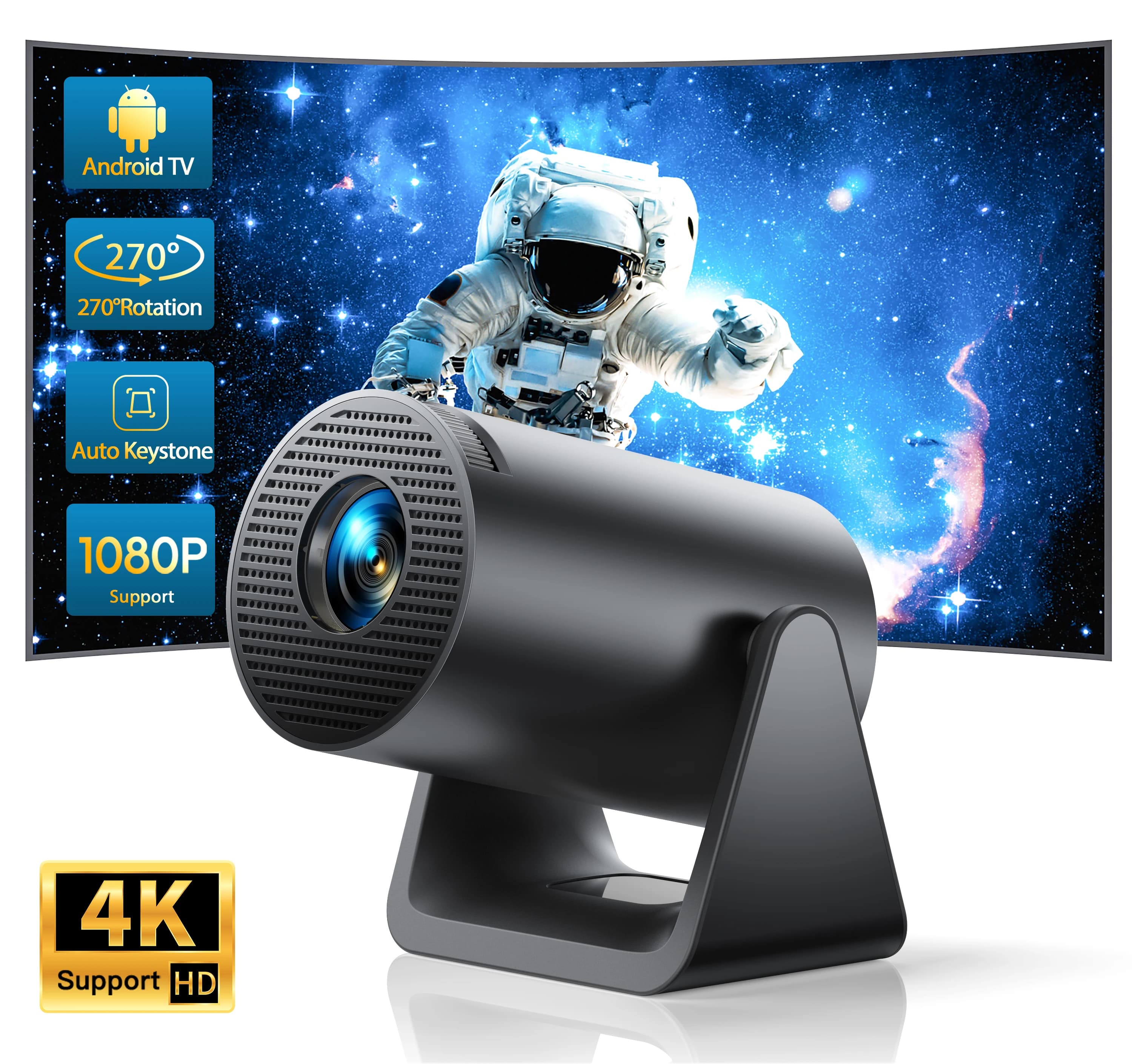 Wimius L1 Mini Projector 1080P Support 300 ANSI Android 11 Wifi Bluetooth Projector Keystone Portable Home Projector