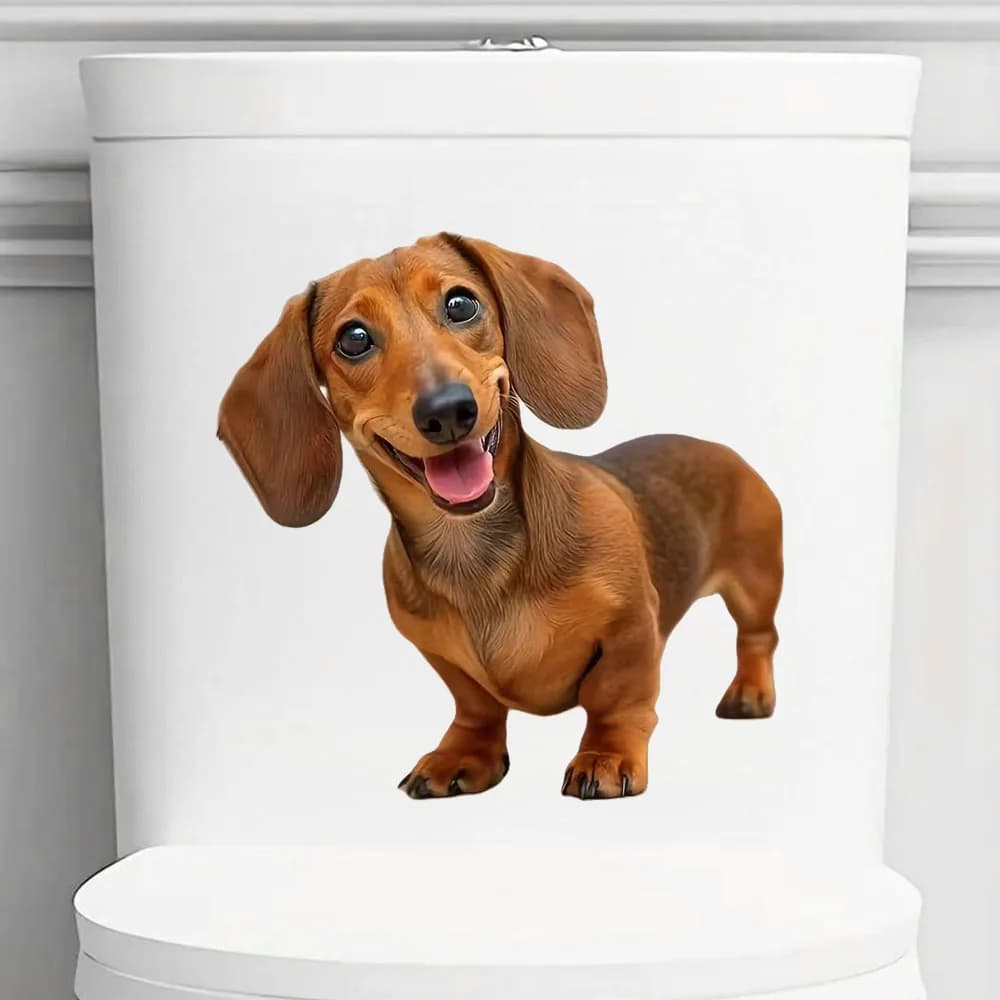 QT2667 # Adesivo in Vinile Realistico di Cagnolino Bassotto - Decorazione Luminosa per Bagno e Casa, Decalcomanie in Vinile, Carta Artistica