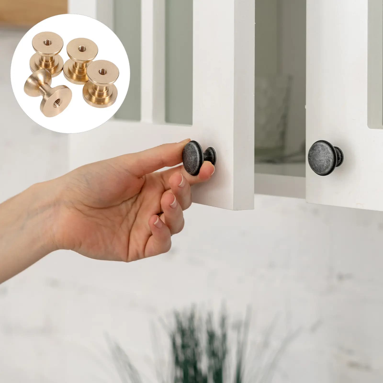 Set di 4 Maniglie in Cristallo con Base in Ottone, Maniglie di Lusso per Cassetti, Ideali per Cucina, Bagno, Armadio e Guardaroba
