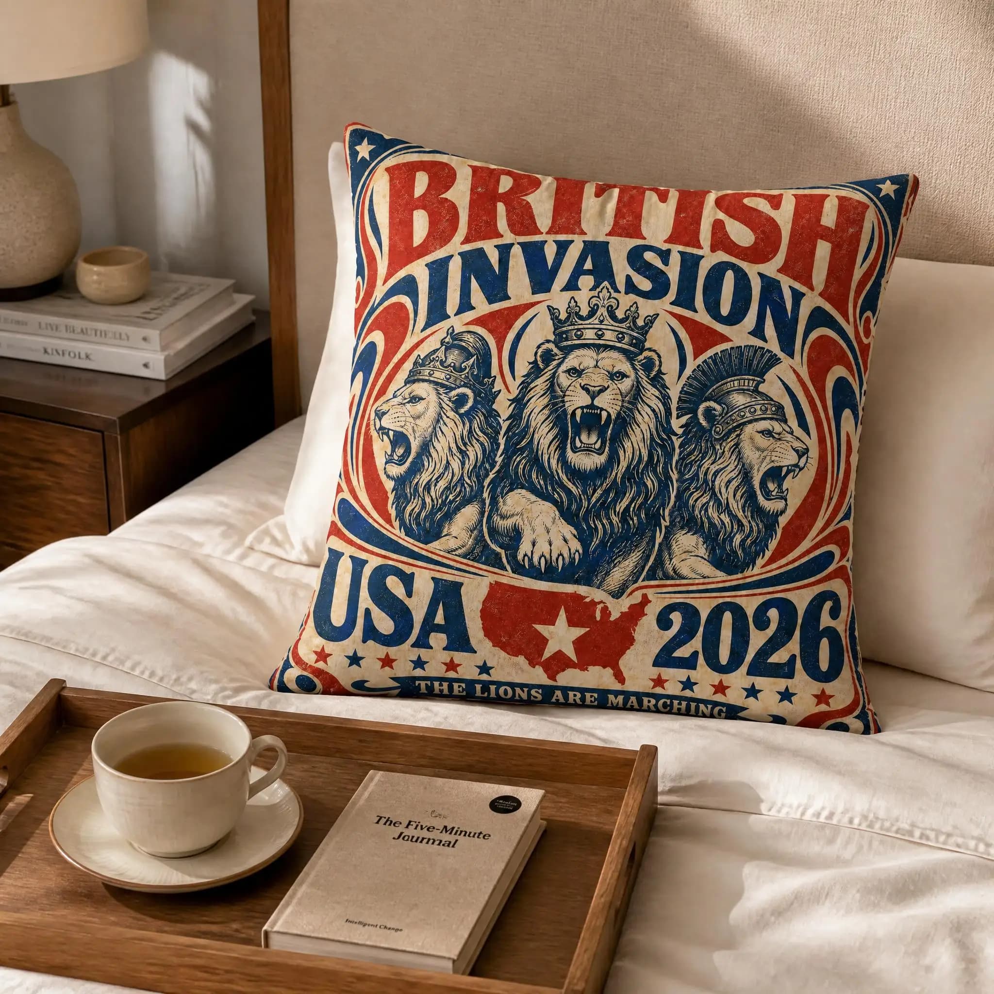 Federa per cuscino British Lions USA 2026, adatta per decorare divani e camere da letto, regalo unico per le vacanze