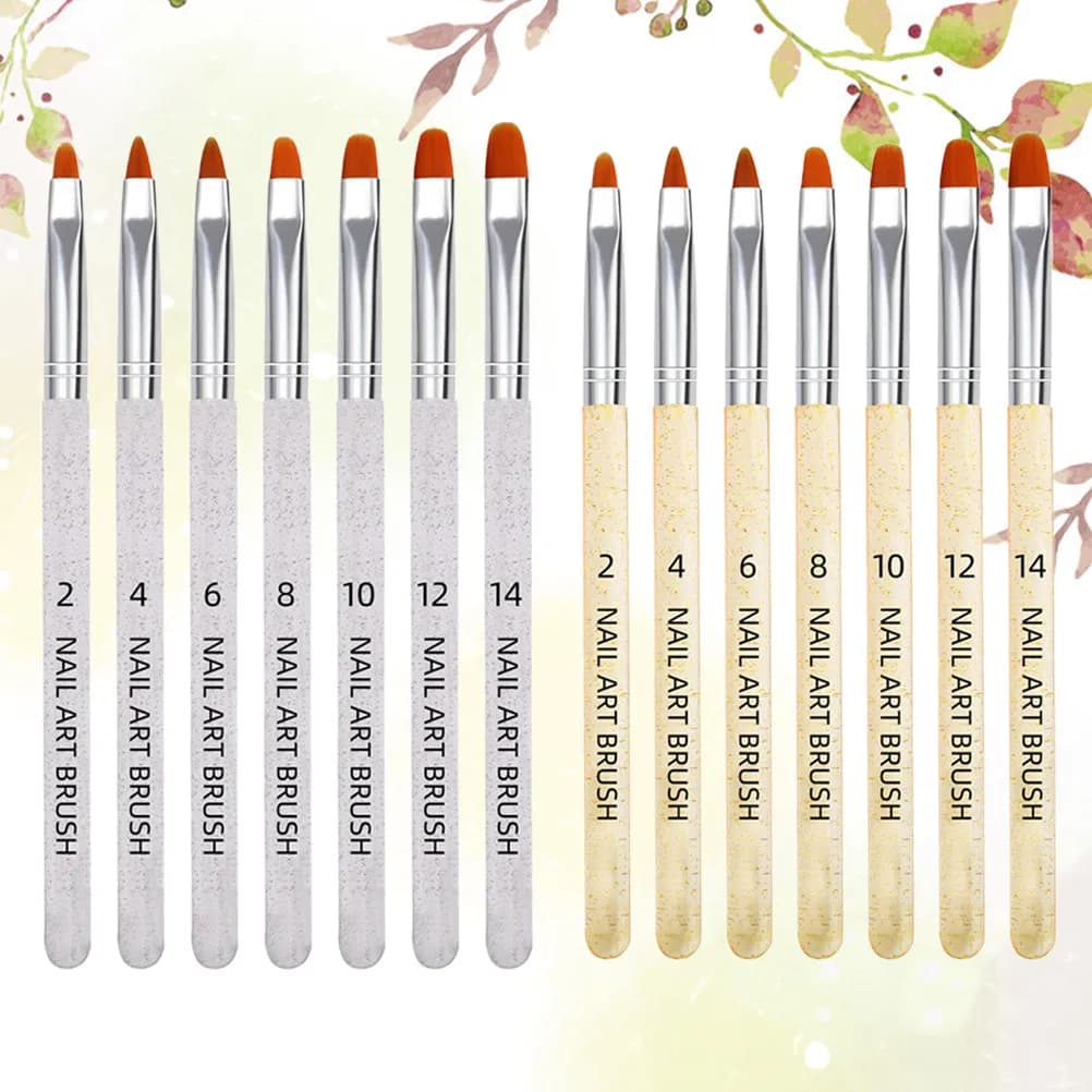 Set di 14 Penne per Nail Art UV Gel, Pennelli di Precisione Riutilizzabili Trasparenti e Dorati per Design Manicure Fai-da-Te
