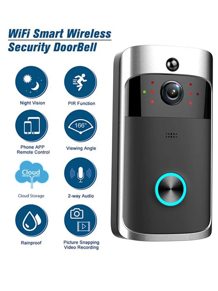 V5 Wireless Smart campanello visione notturna 720P HD citofono vocale campanelli rilevamento PIR dispositivo di protezione di sicurezza con rilevamento del movimento