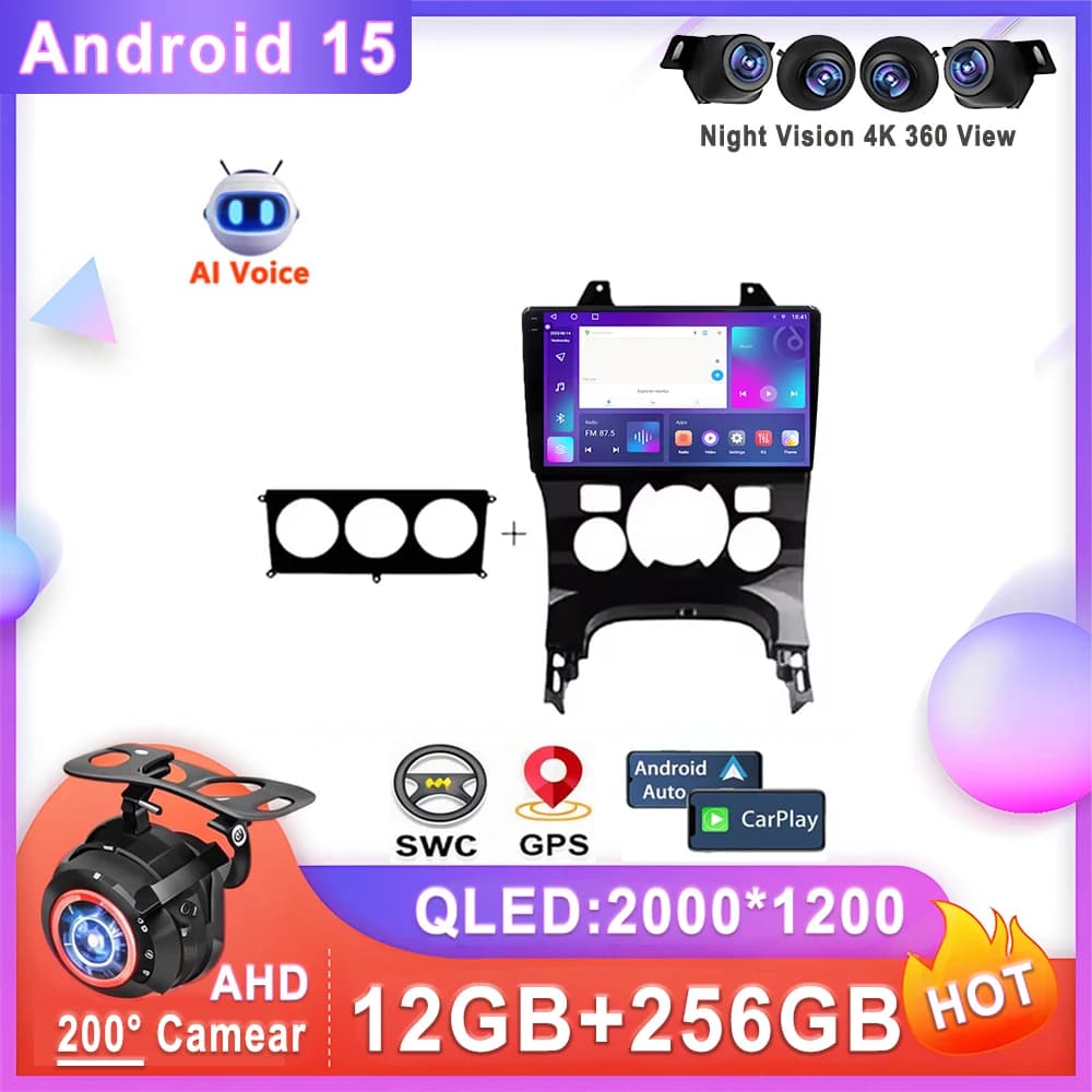 Car Radio for Peugeot 3008 1 2009-2016,Android 15 Multimedia Player,Stereo Head Unit,No 2Din DVD,QLED Screen,GPS,5G
