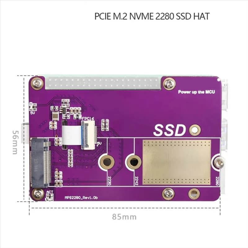 Expansion card HAT SSD PCIE M.2 NVME 2280 2230 2242 Gen3 for Raspberry Pi 5
