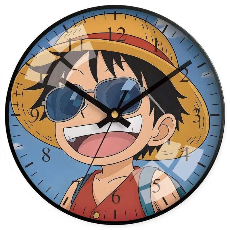 Wall Clock Anime One Piece with Luffy, Sanji and Zoro, Quiet and Creative Bedroom and Living Room, Holiday Gift