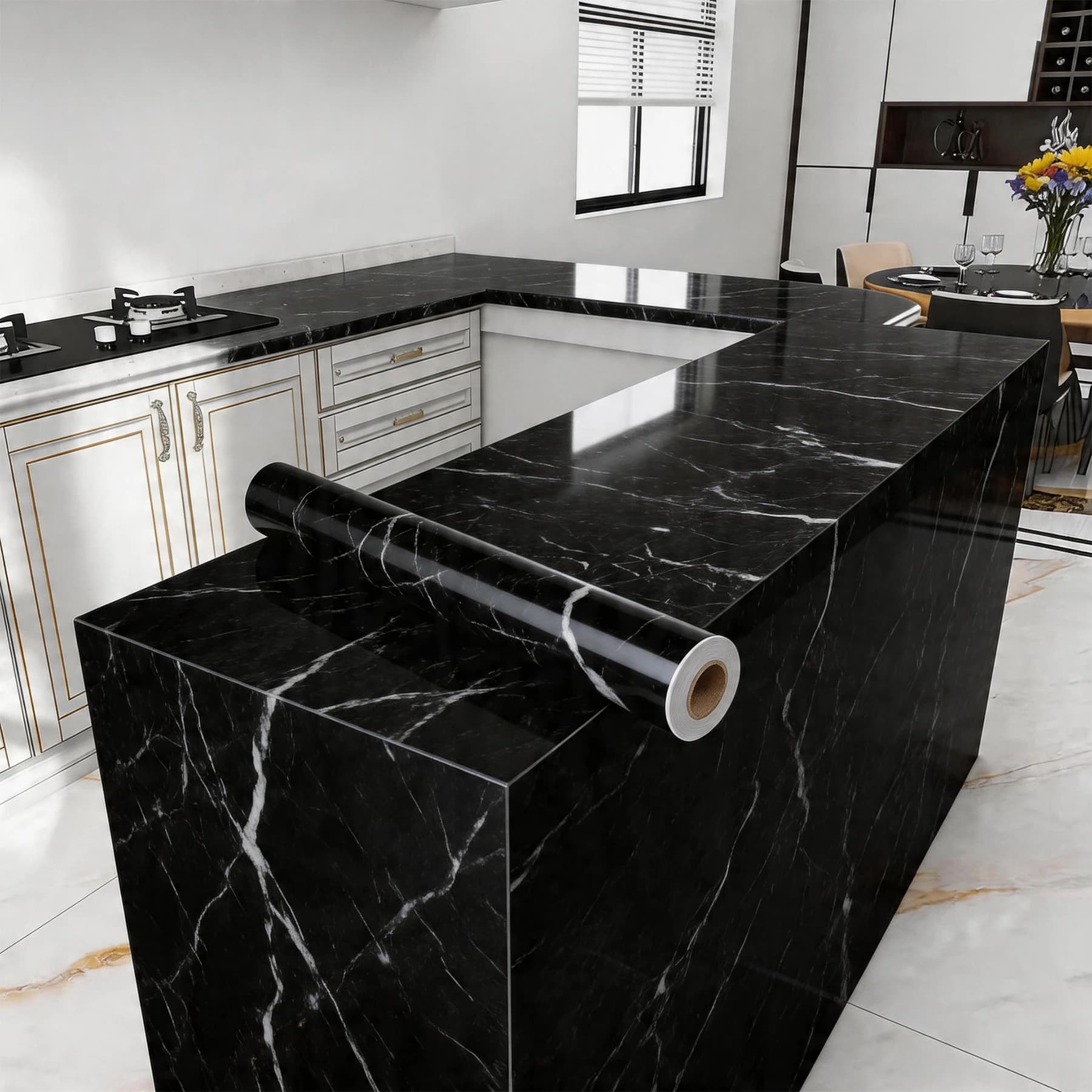 Carta da parati autoadesiva in vinile effetto marmo da 40 cm, pellicola decorativa impermeabile in PVC per cucina, soggiorno e casa