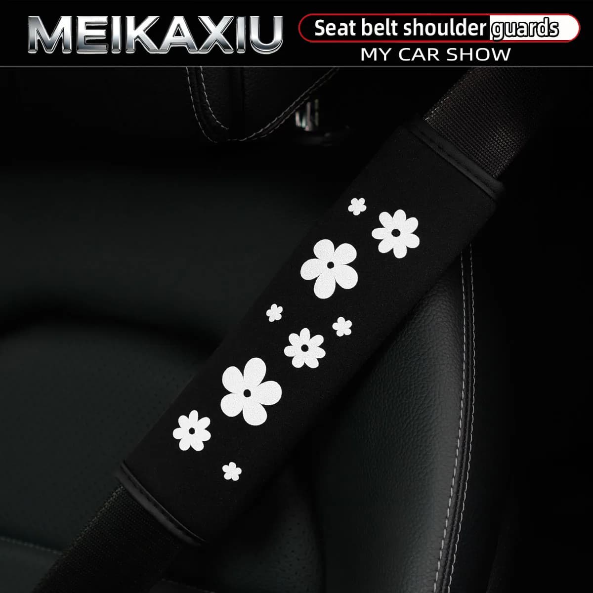 3D Flower Foam Fabric Car Shoulder Strap Cover Universal Seat Belt Decor Accessory for Women 1/2 Piece Options Available