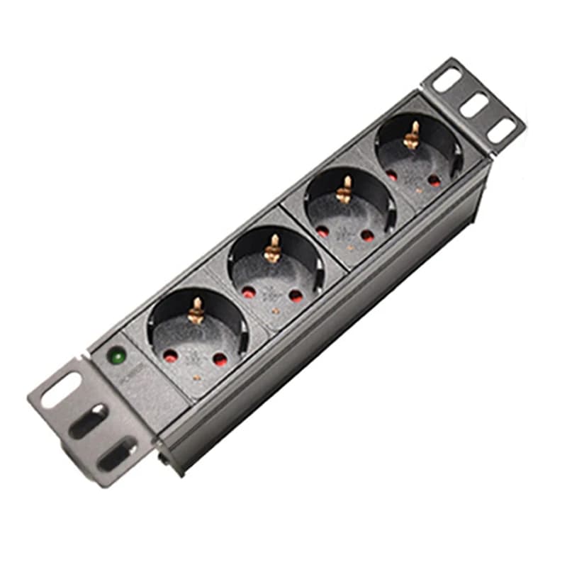 1U PDU Metal Power Strip 250V 16A 3500W 2/4/6/8 Ways EU Outlets for Server Rack Mount Extension Socket