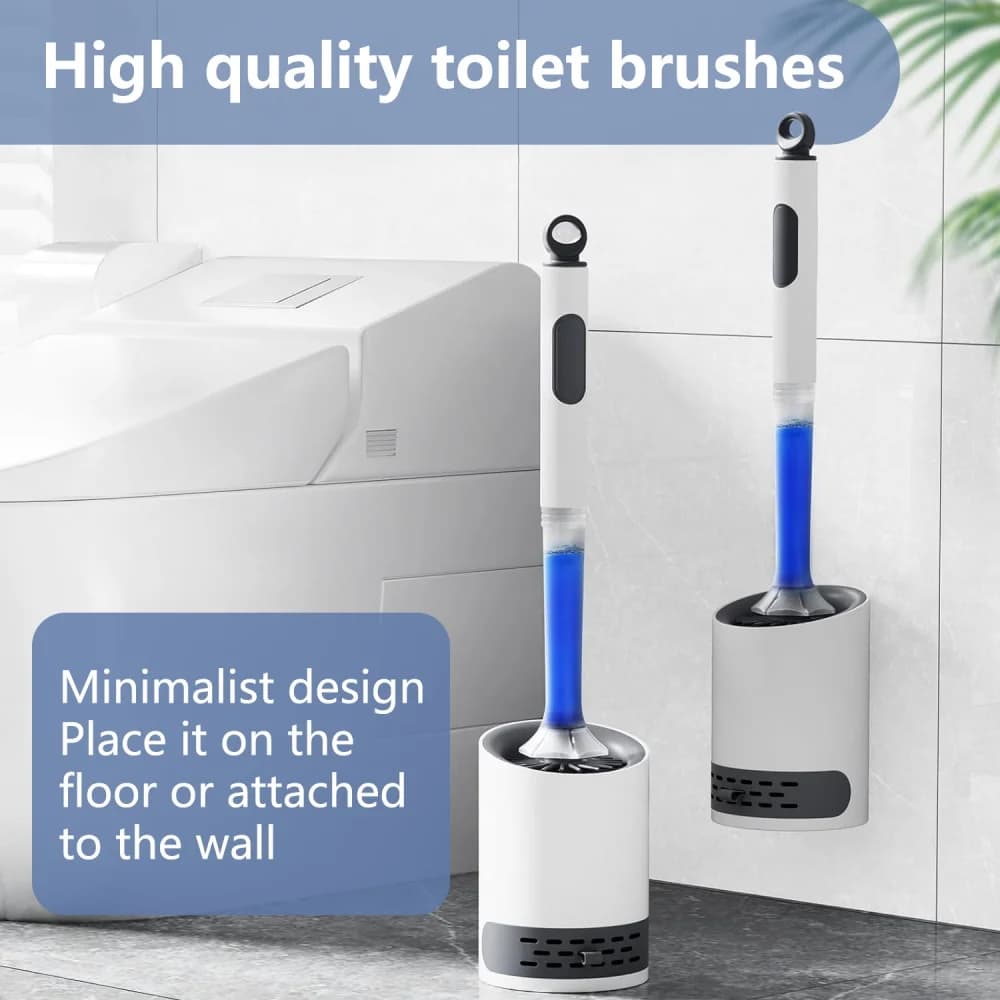 Scopino per WC in silicone con getto d'acqua con set Spazzola Tpr ricaricabile con manico lungo 40 cm con accessori per la pulizia del bagno a parete