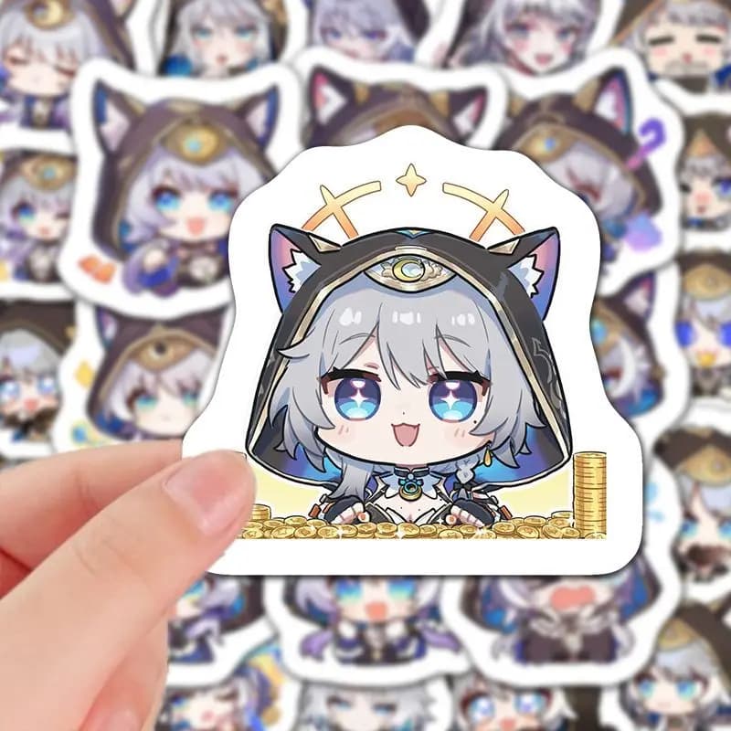 60 Pezzi Adesivi Decorativi del Gioco Honkai: Star Rail Versione Q, per Laptop, Telefono, Valigia, Quaderno, Etichette, Cancelleria, Regalo