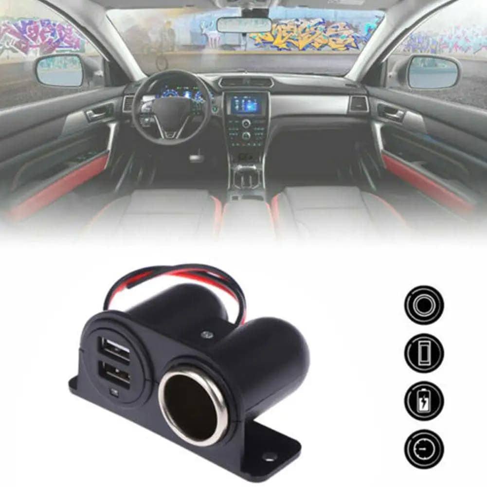 Adapter for Cars with Dual USB port, DC 5V 3.1A socket, Multi-Port Charger for Camper, Auto Accessories