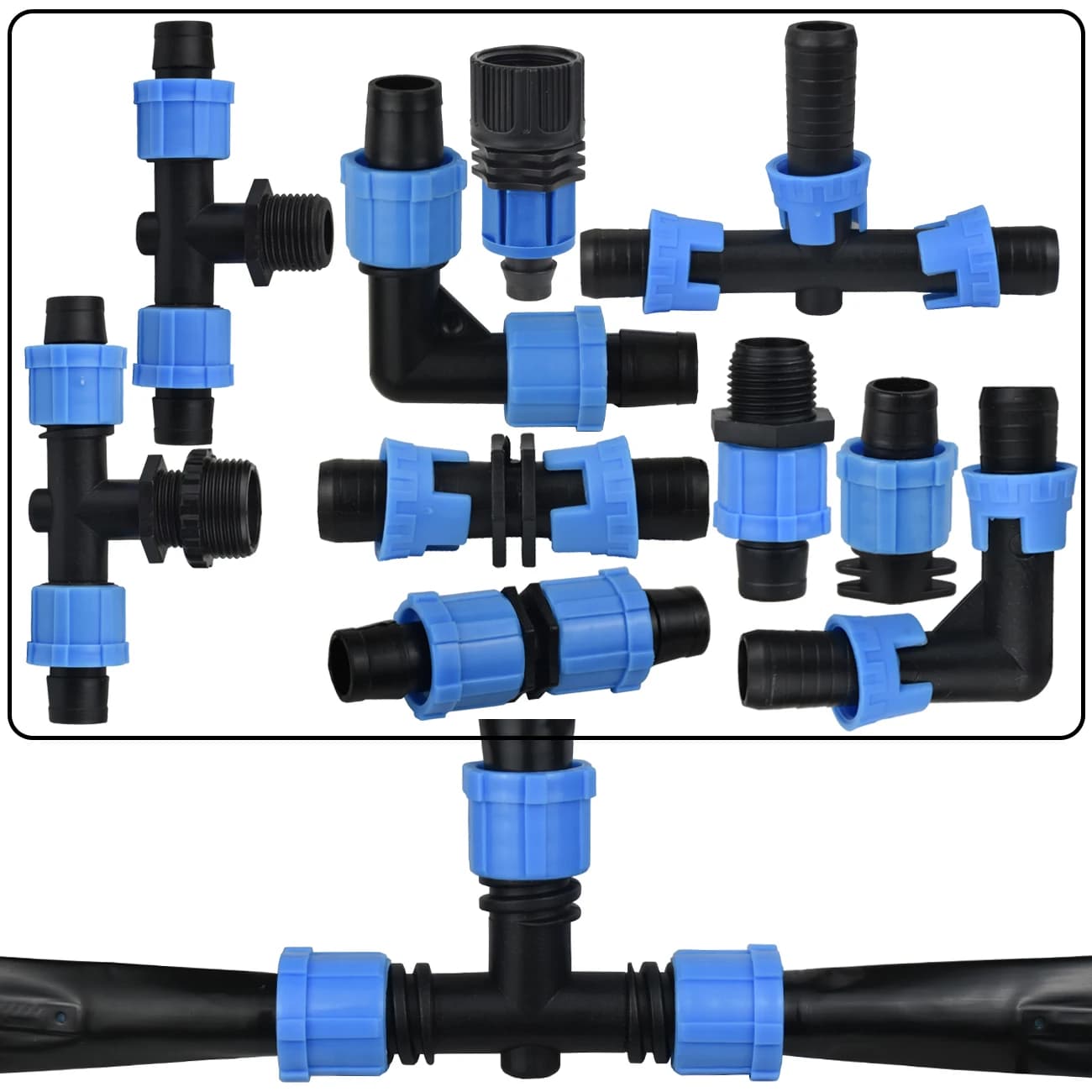 KESLA 2 pz 5/8 ''Connettore Nastro Gocciolante Irrigazione del Giardino 16mm Tubo di Irrigazione a Goccia Splitter Tee Gomito Accoppiamento Filettato Pull-up Blocco
