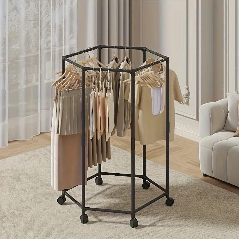 Heavy-Duty Hexagonal Clothes Drying Rack, Multifunctional Clothing Drying and Organizing Rack, Easy to Use, Suitable for Balconies, Laundry Rooms, Bathrooms, Bedrooms, Dorms, for Drying Daily Clothes, Socks, Towels, Ideal for Families, Renters, Dorm Students, Organizing Enthusiasts, and Homeowners of Small Apartments. Drying Rack