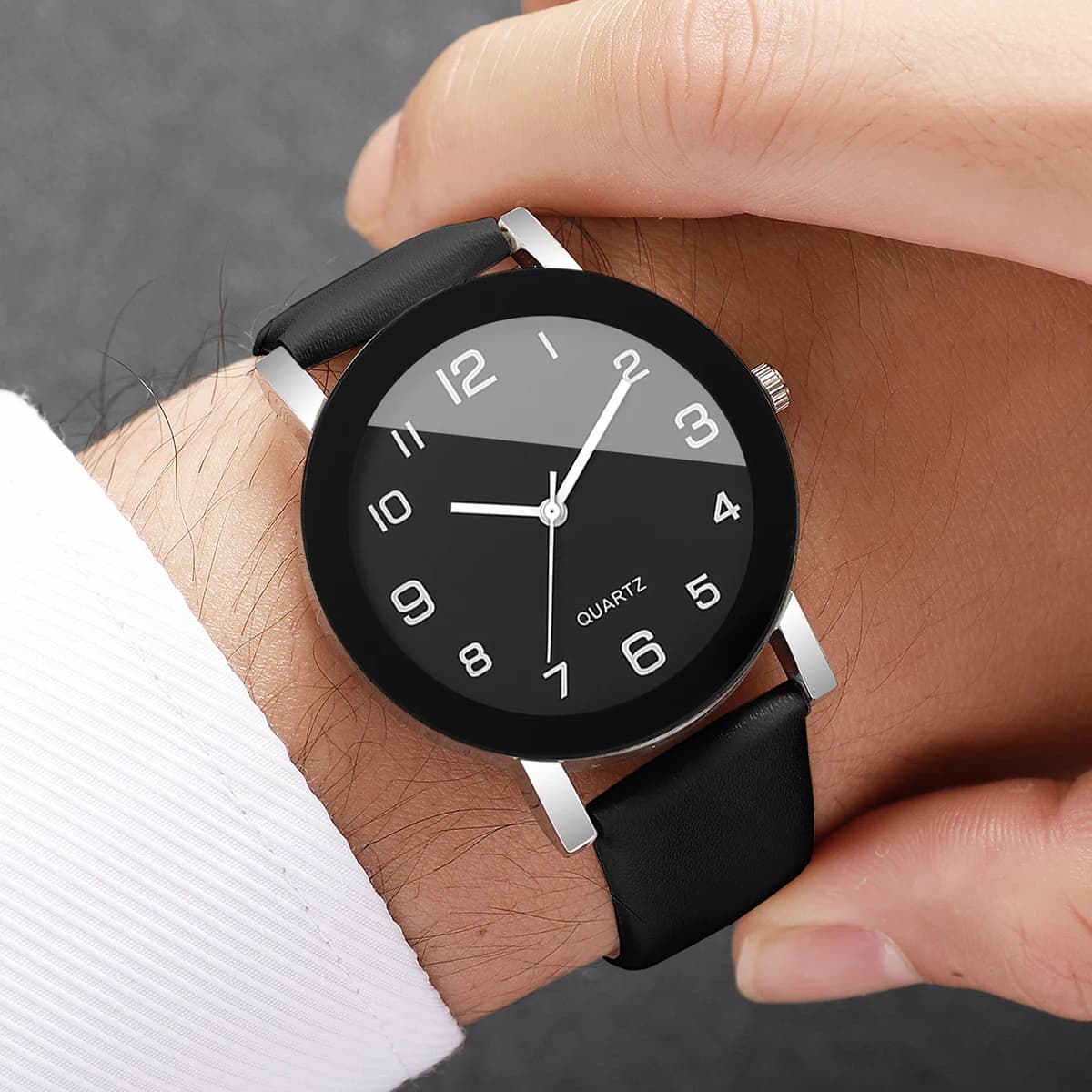 Fashion Arabic Dial Men Quartz Watch Simple Leather Strap Business Wristwatch For Man Clock Relogio Masculino (Without Box)