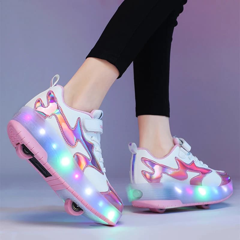 Roller Skates For Kid Sneakers Fashion Casual Sports Boots Boys Girls 2 Wheels Shoes Children Gift Lighted Up Footwear