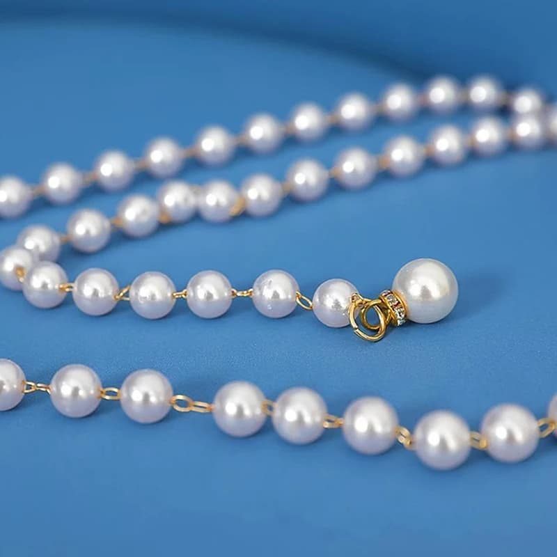 Women's Fashion Luxury Designer Pearl Waistband White Waist Chain All-Match Pearl Pendant Belt