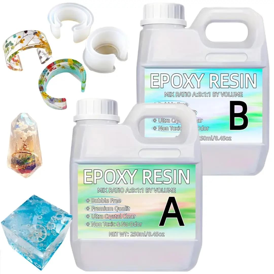 Kit di resina epossidica trasparente da 16,9 oz per colata e rivestimento, ideale per tavoli effetto fiume, colata artistica, progetti di gioielleria e pittura artistica fai da te