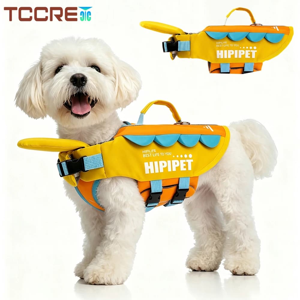 1-2Pcs Splash Dog Life Jacket, Life Vest, Max Buoyancy, Adjustable Fit, Head/Neck Support, Rescue Handle, Swimming & Boating