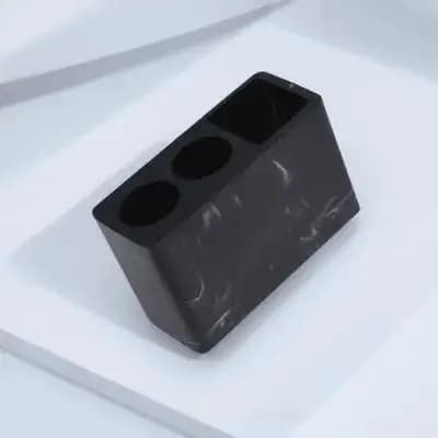 Portaspazzolino in resina effetto marmo, organizer da tavolo per bagno, porta dentifricio, rasoio e accessori, con drenaggio