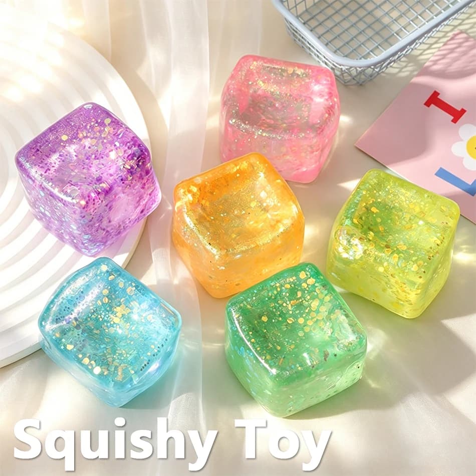 1/2/3 Pezzi Giocattolo Antistress a Forma di Cubetto di Ghiaccio in Maltosio, Giocattolo Squishy per Decompressione, Pallina Antistress a Lenta Risalita