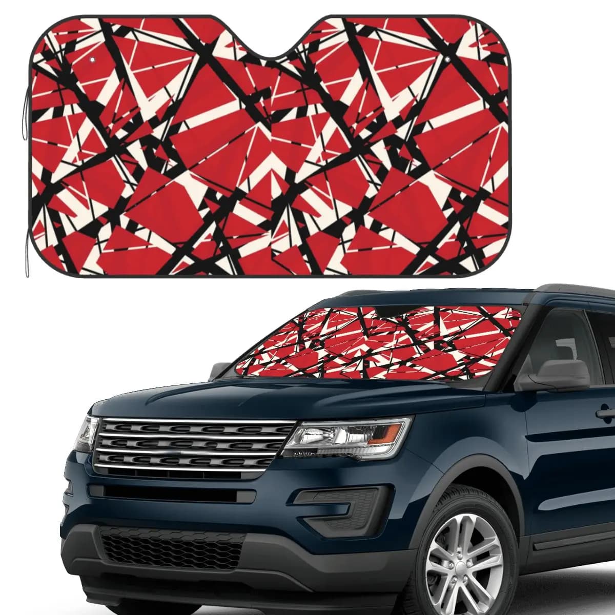 EVH Authentic Stripes Van Halen (rosso) Parasole Parabrezza Auto Parabrezza Anteriore Finestra Visiera parasole Accessori Coperture