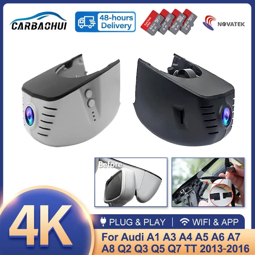DVR for 2013-2016 Audi A1 A3 A4 A5 A6 A7 A8 Q2 Q5 Q7 Q8 RS S5 S5 SQ5 SQ8 TT, Wifi Dash Car Cam Dashcam 4K Wireless Camera
