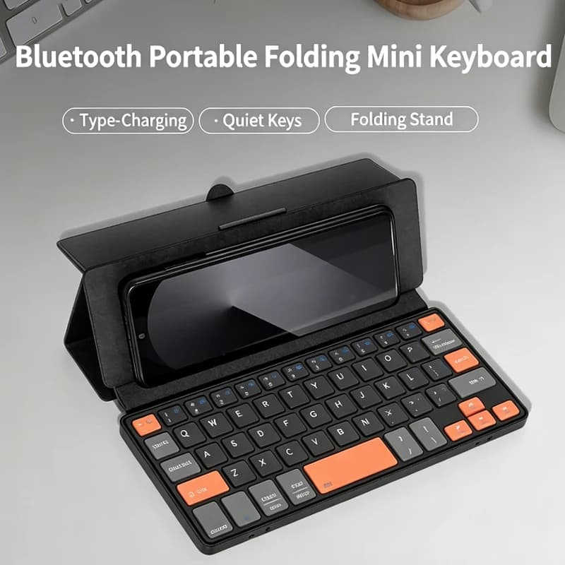 Foldable Keyboard with Touchpad,Compact Bluetooth Keyboard with Large Trackpad & Any-Angle Stand Travel for Android/iOS/Windows