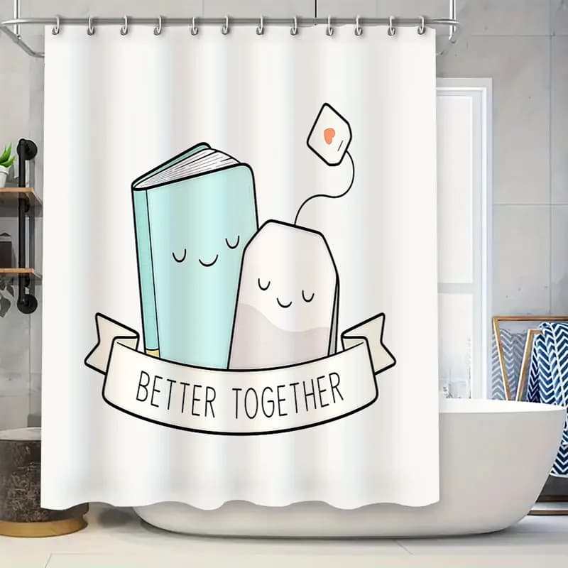 Simpatico gatto che legge il libro tenda da doccia impermeabile arredamento per il bagno fodera in tessuto con motivo animale letterario vintage