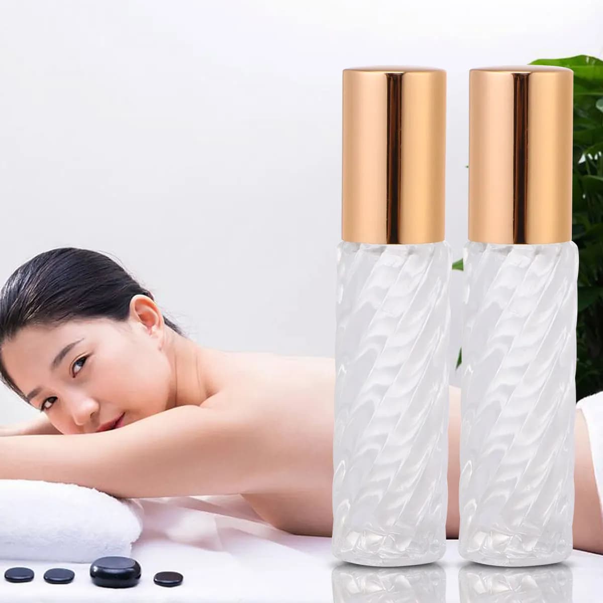 10 flaconi roll-on in vetro per oli essenziali, flaconi roll-on tascabili, ricaricabili, per profumi, contenitori da viaggio per trucco, a prova di perdite