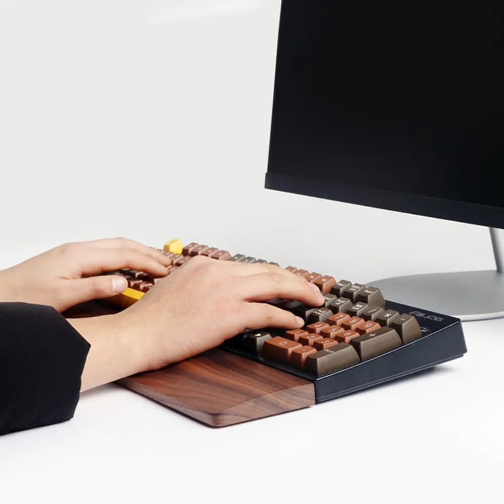 Poggiapolsi Ergonomico in Noce Massello da 440 mm, Supporto Premium per Tastiera di Computer e Laptop