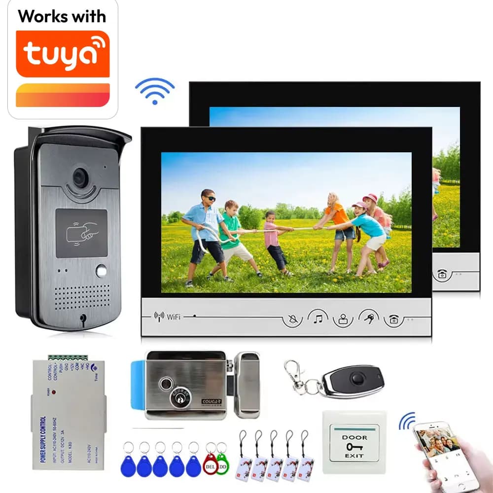 Tuya 9 inch color wireless WiFi screen add Inductive Card camera doorbell intelligent APP intercom Access Control System