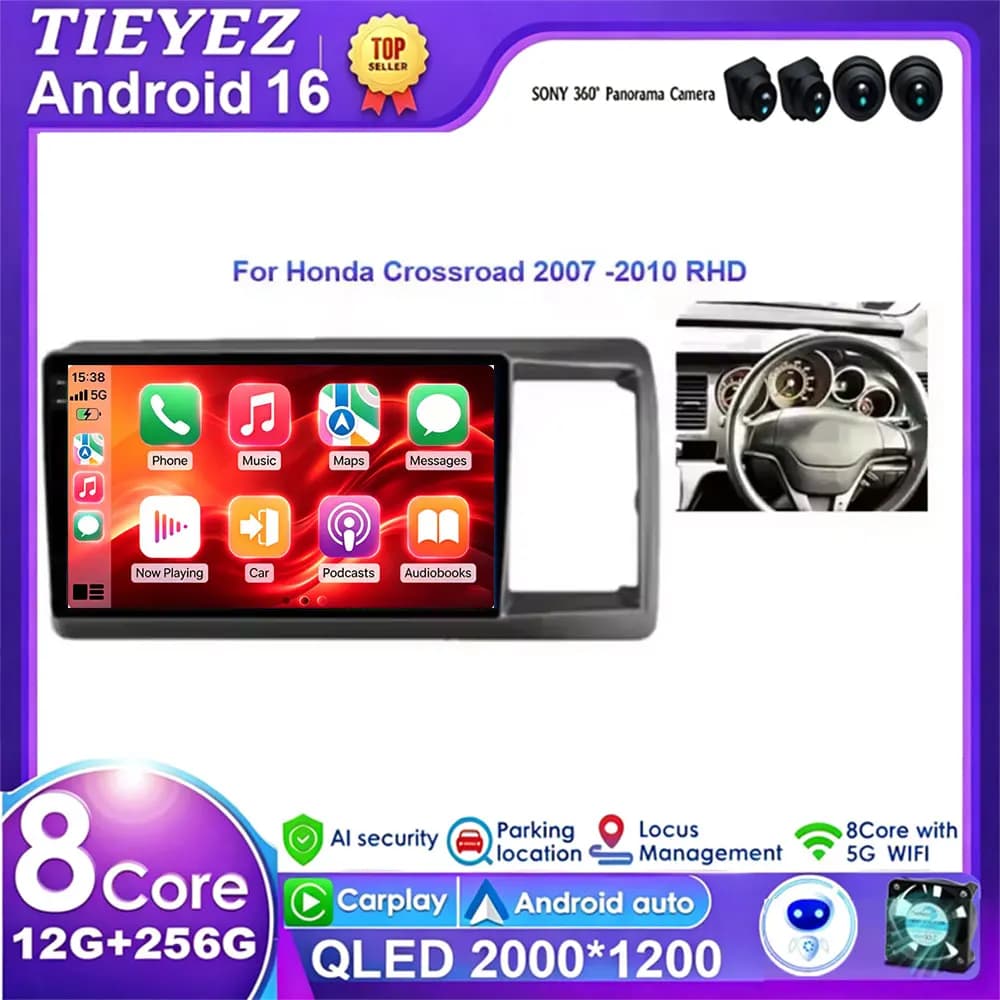 Android 16 Car Radio For Honda Crossroad 2007 2008 2009 2010 Right Hand Multimedia Video Player Navigation GPS Carplay Auto