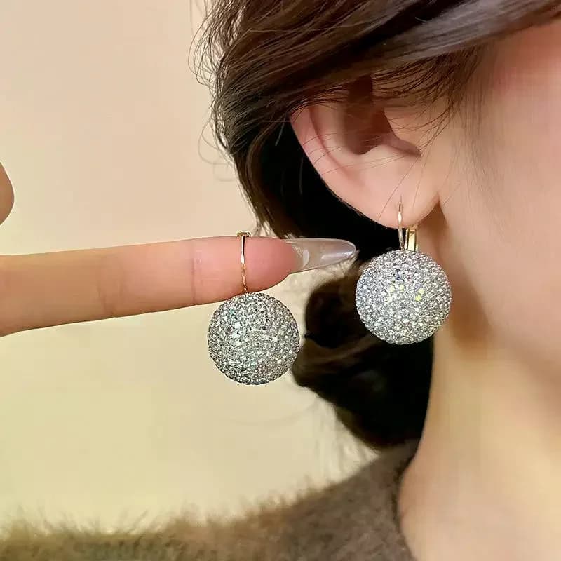Orecchini a sfera rotondi con zirconi scintillanti con strass per le donne Accessori da sposa per matrimoni Regalo di gioielli per orecchie da festa