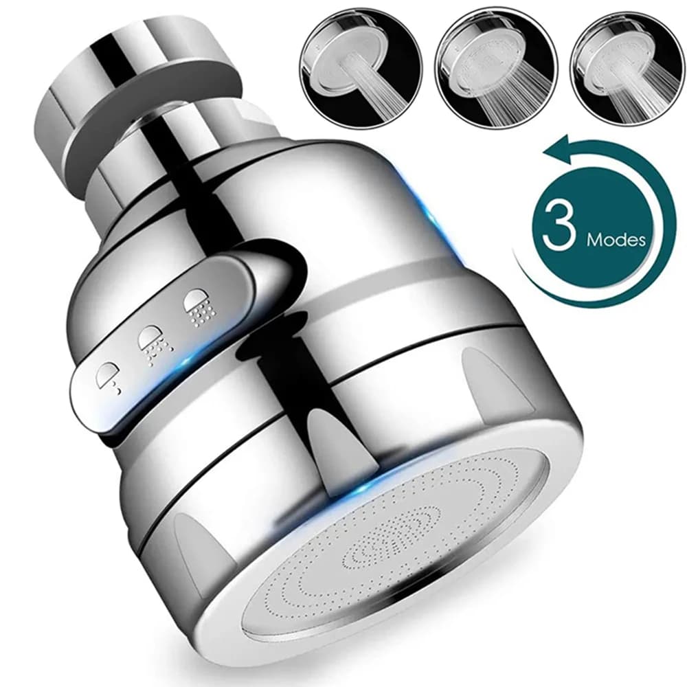 360-degree swivel kitchen faucet three-way adjustable sprayer filter diffuser water saving nozzle connector bathroom faucet