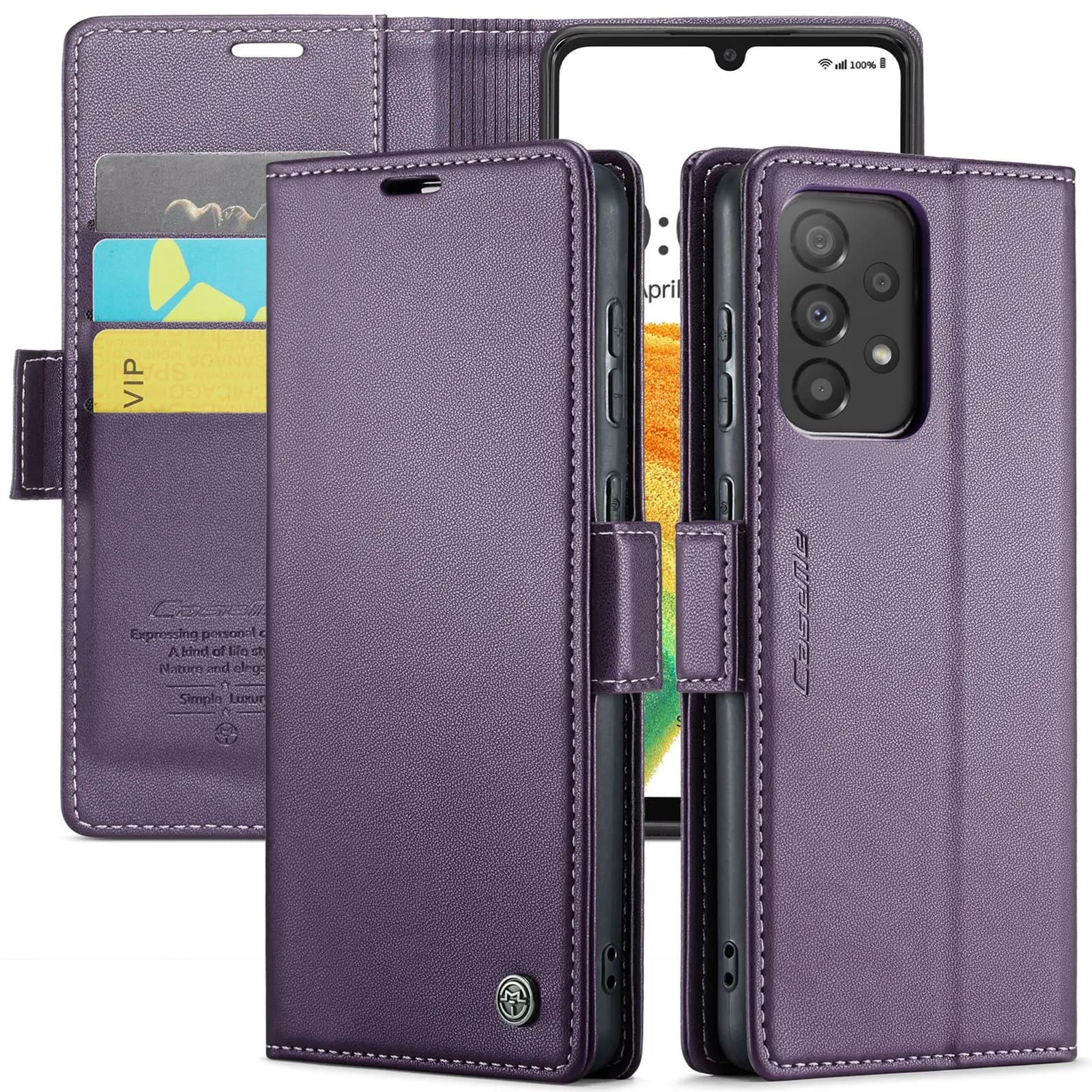 High Quality Leather Wallet Case with Card Slot for Samsung A57 A37 A27 A17 A07 A56 A26 A36 A16 A06 A35 A25 A05S, Anti-shock Cover