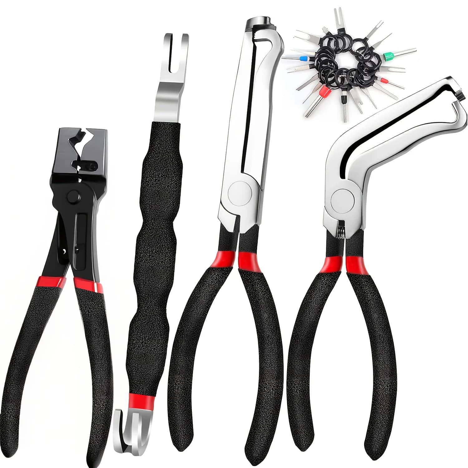 Set di 5 Pinze per Disconnessione Elettrica e Kit di Rimozione Terminali Auto, Set di Pinze per Morsetti a Collare 37960/37980/13120