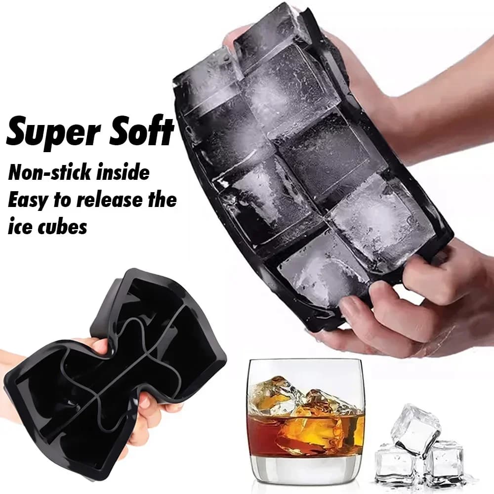 Stampi in silicone per cubetti di ghiaccio a 4/6/8 scomparti, vassoio quadrato per ghiaccio, stampo per sfere di ghiaccio, vassoio per cubetti di ghiaccio con coperchio per whisky